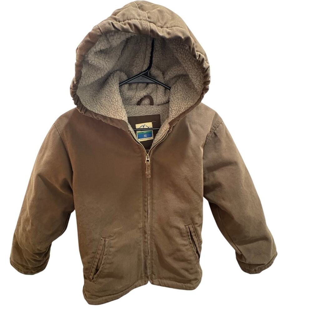 Blue Mountain Jacket Sherpa Canvas Hooded Boy's size M